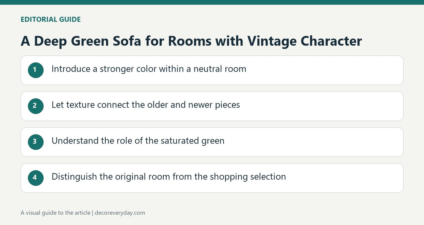 A Deep Green Sofa for Rooms with Vintage Character