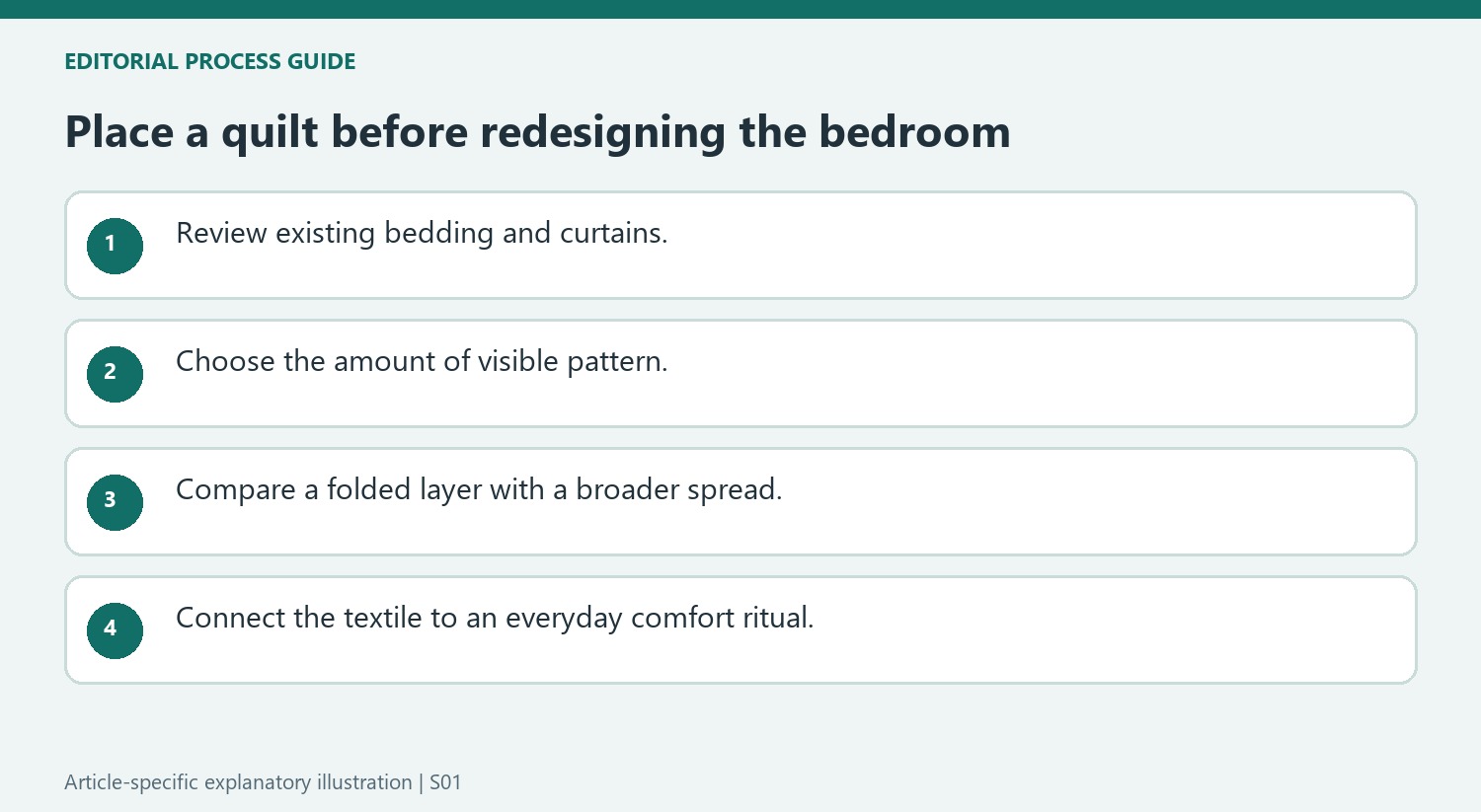 Place a quilt before redesigning the bedroom