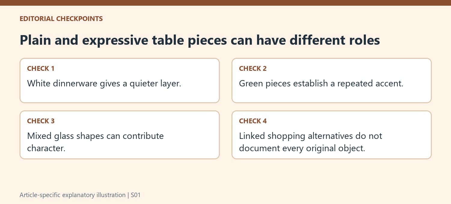 Plain and expressive table pieces can have different roles