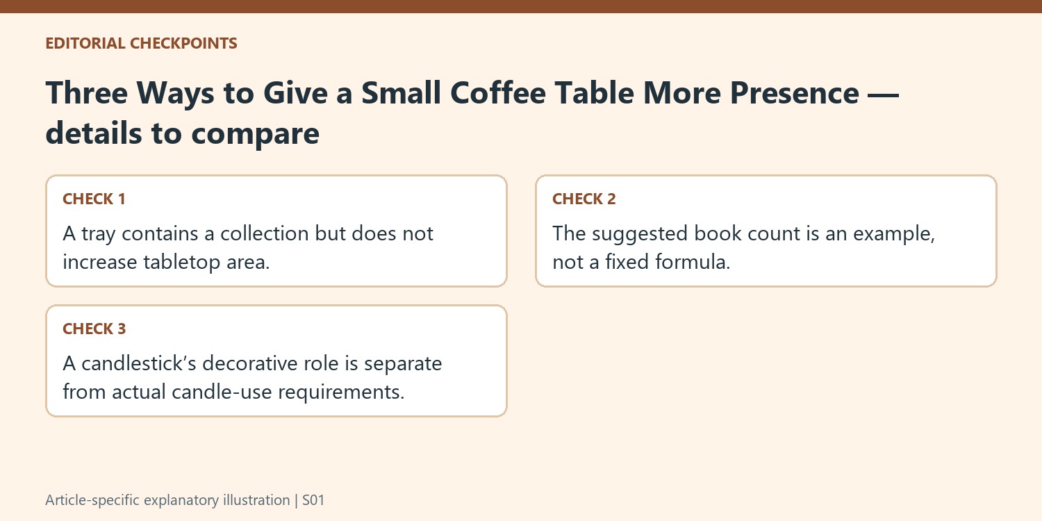 Three Ways to Give a Small Coffee Table More Presence — details to compare