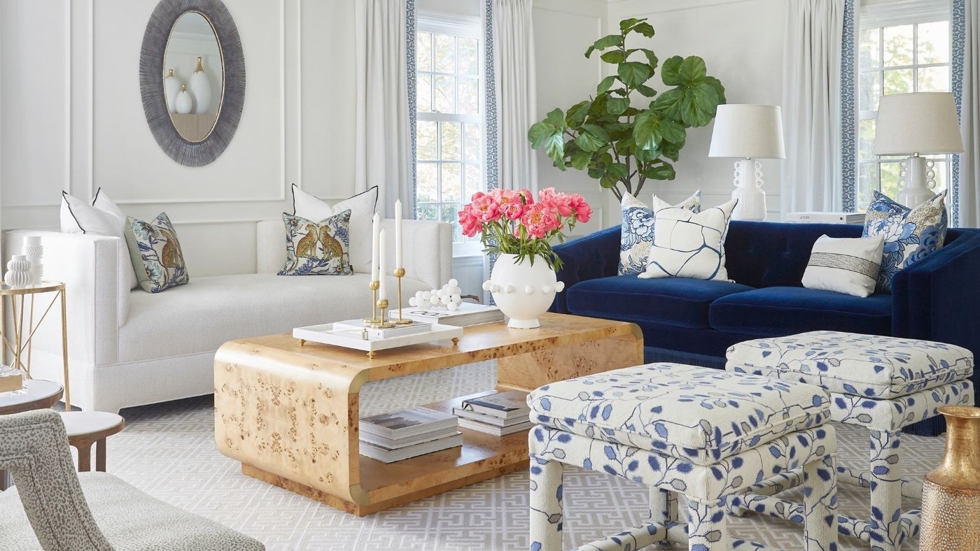 Traditional Rooms Can Balance Cool Colors with Warm Details