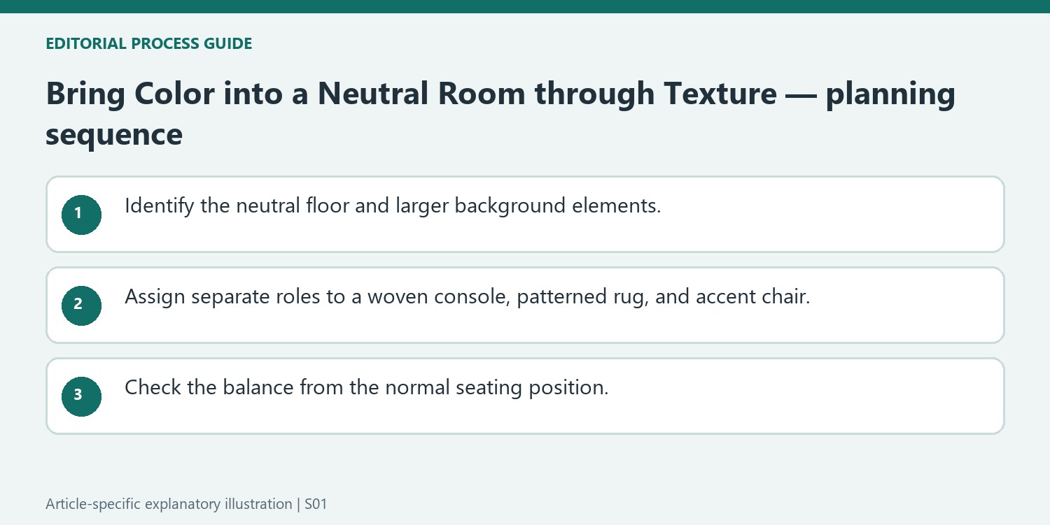 Bring Color into a Neutral Room through Texture — planning sequence