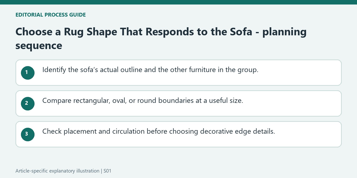 Choose a Rug Shape That Responds to the Sofa - planning sequence