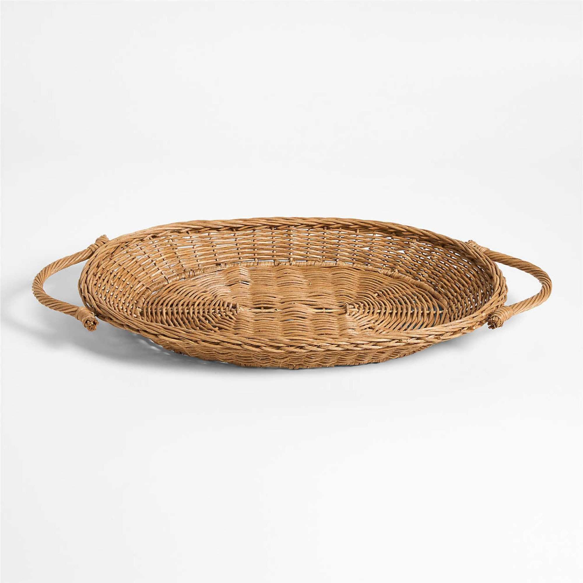 Alford Brown Woven Rattan Decorative Tray 24"