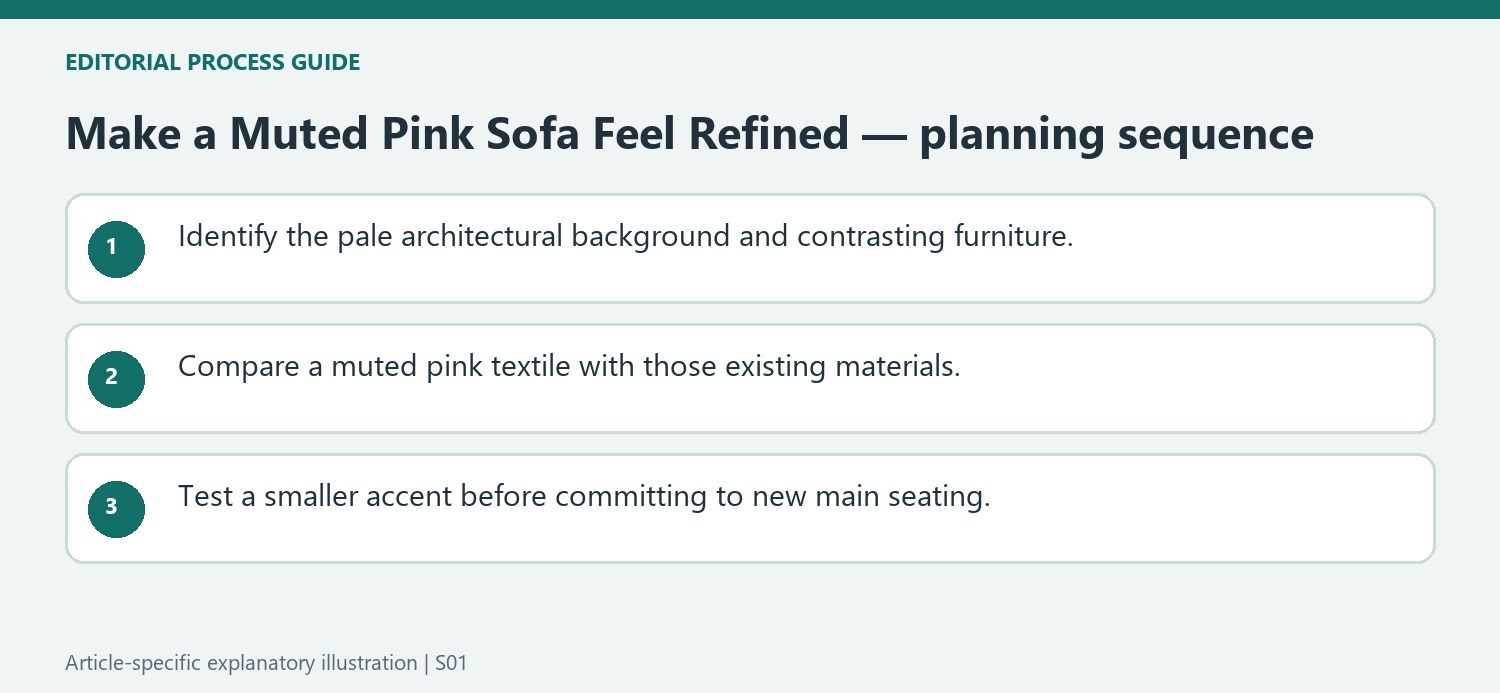 Make a Muted Pink Sofa Feel Refined — planning sequence