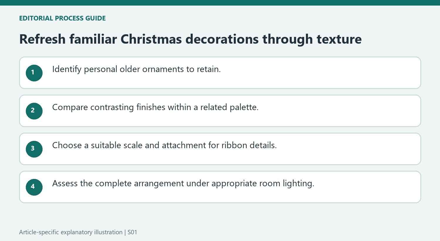 Refresh familiar Christmas decorations through texture