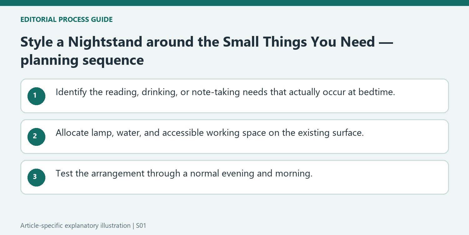 Style a Nightstand around the Small Things You Need — planning sequence