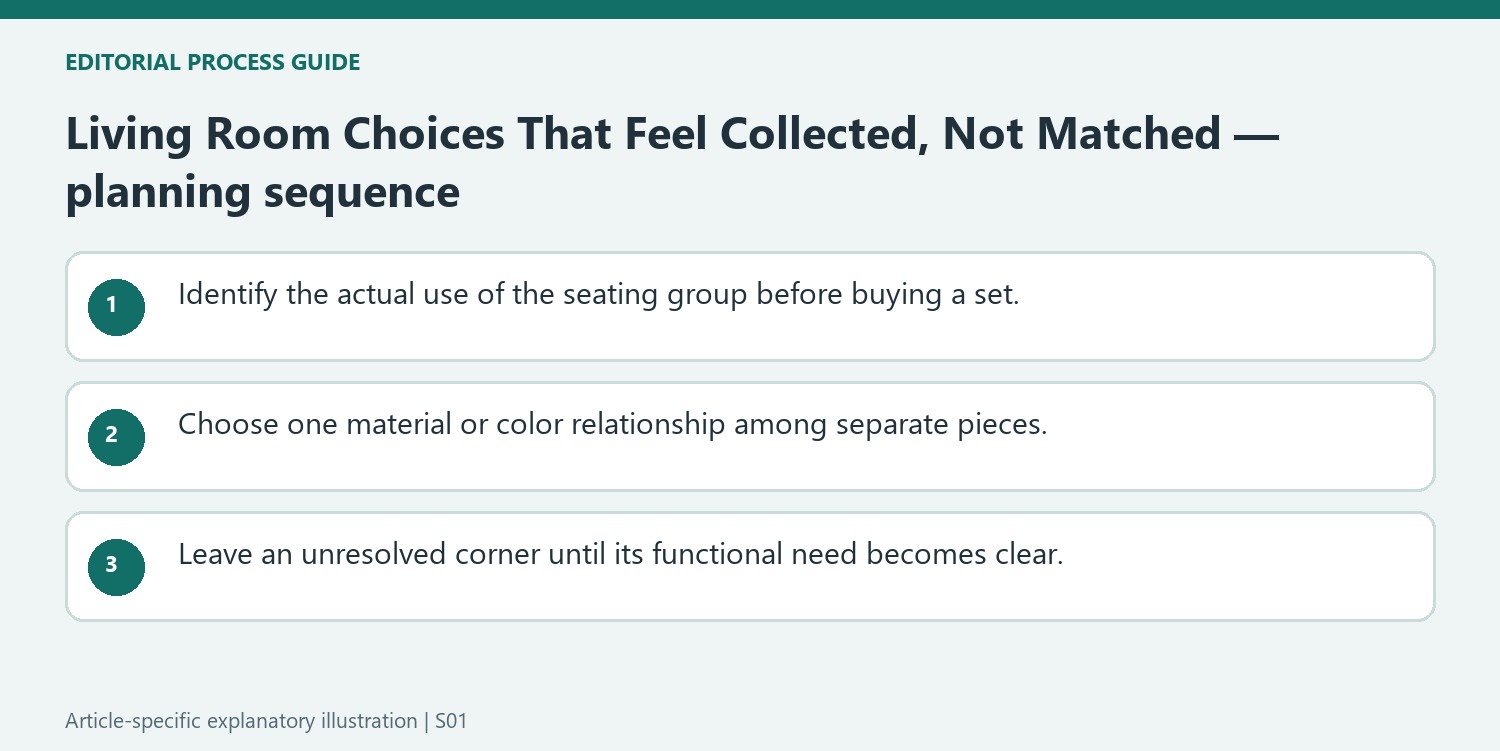 Living Room Choices That Feel Collected, Not Matched — planning sequence
