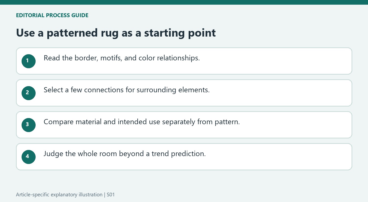 Use a patterned rug as a starting point