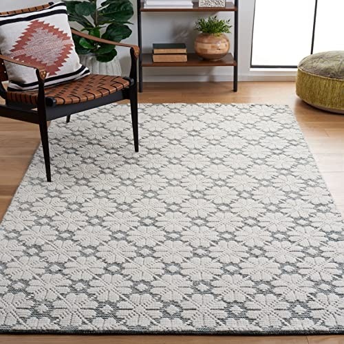 Martha Stewart X Safavieh Area Rug Collection - 9' X 12', Ivory & Green, Handmade Wool, Ideal for Living Room, Bedroom, Office, Dining Space (msr3503y)