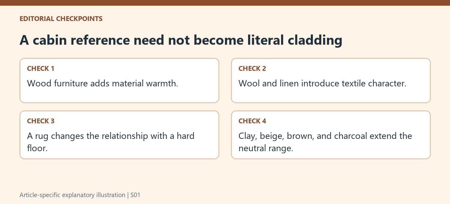 A cabin reference need not become literal cladding