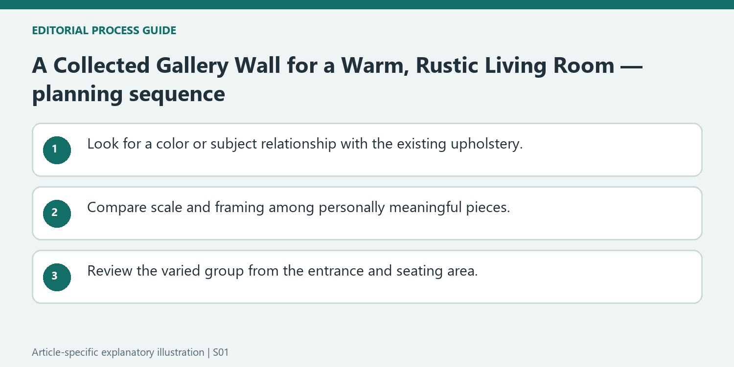 A Collected Gallery Wall for a Warm, Rustic Living Room — planning sequence
