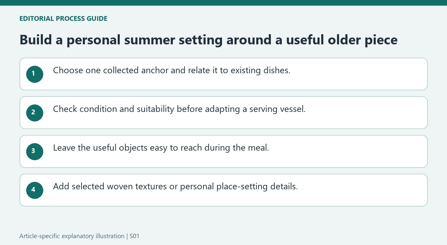 Build a personal summer setting around a useful older piece
