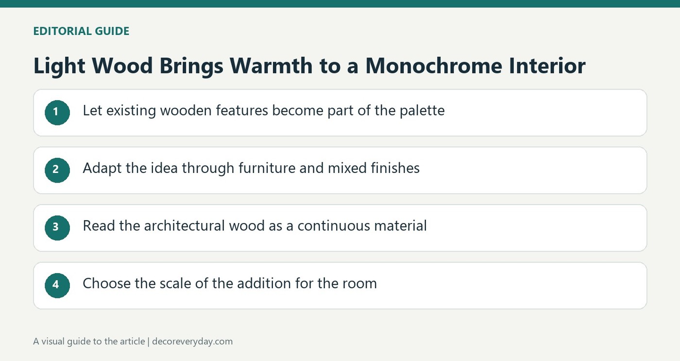 Light Wood Brings Warmth to a Monochrome Interior