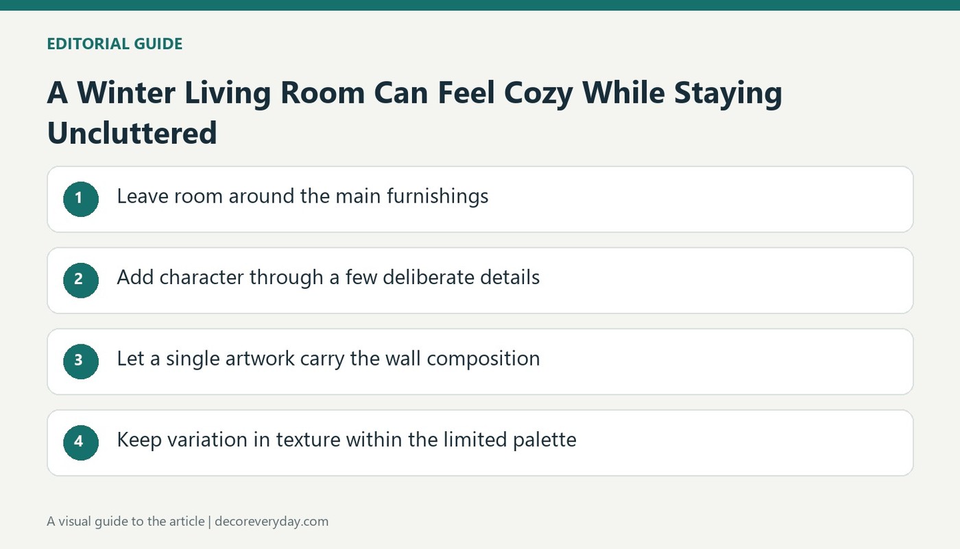 A Winter Living Room Can Feel Cozy While Staying Uncluttered