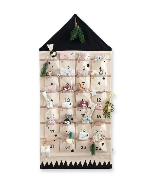 Reusable wall-hanging advent calendar with individual pockets.