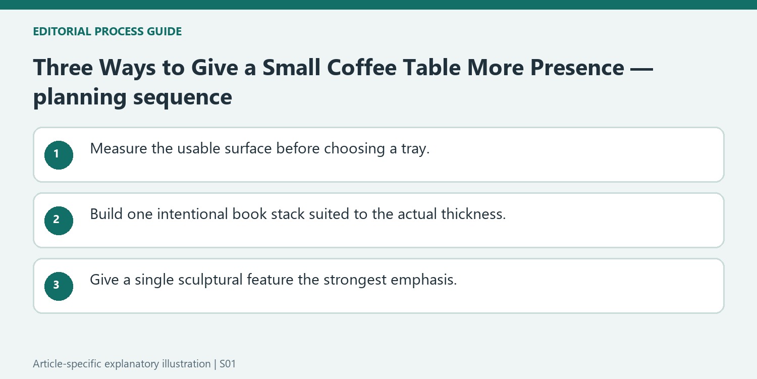 Three Ways to Give a Small Coffee Table More Presence — planning sequence