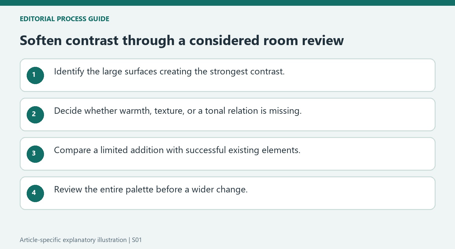 Soften contrast through a considered room review