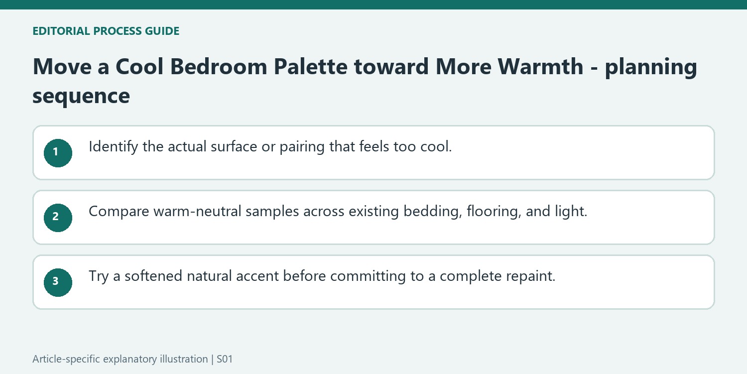 Move a Cool Bedroom Palette toward More Warmth - planning sequence