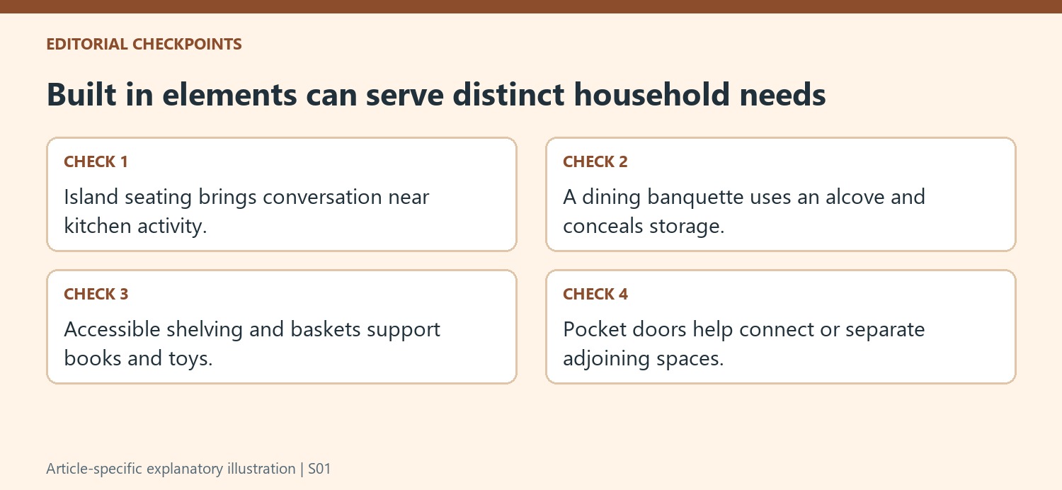 Built in elements can serve distinct household needs