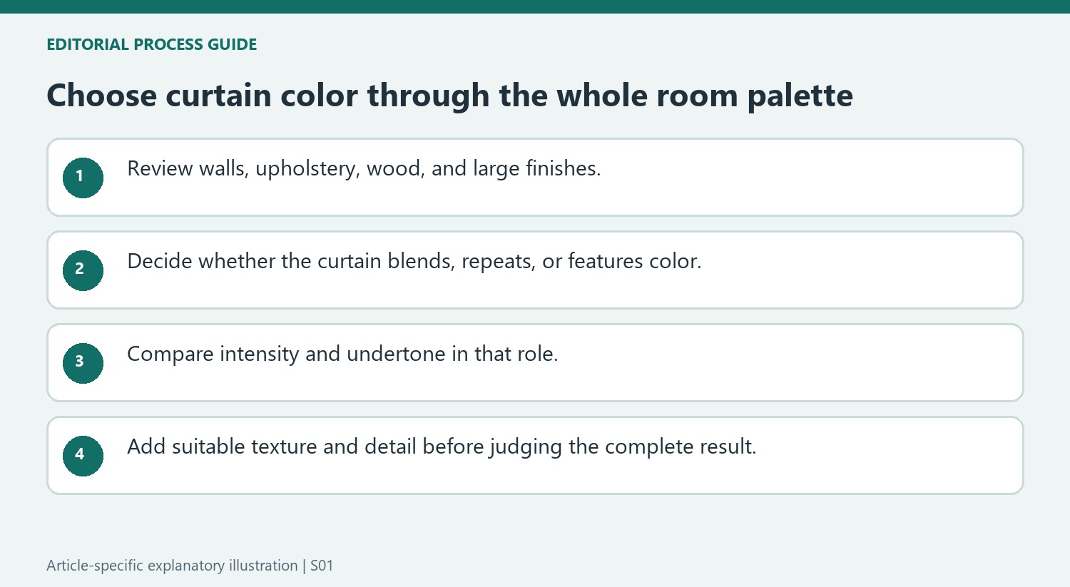 Choose curtain color through the whole room palette