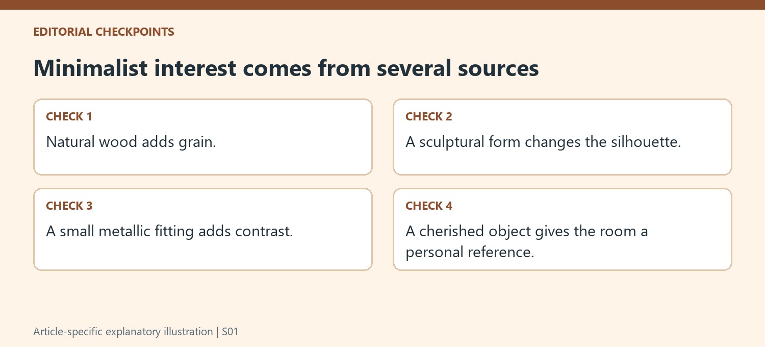 Minimalist interest comes from several sources