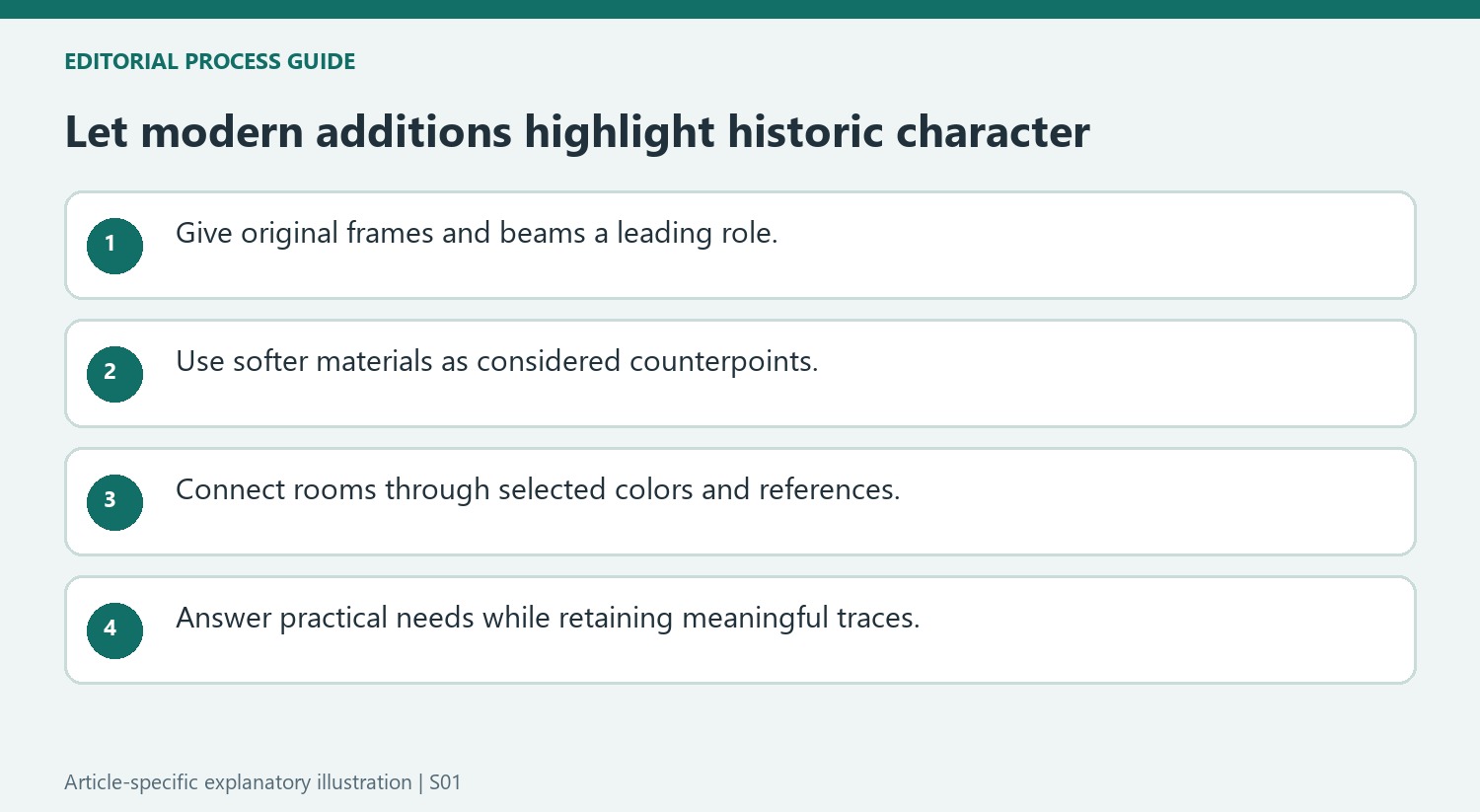 Let modern additions highlight historic character