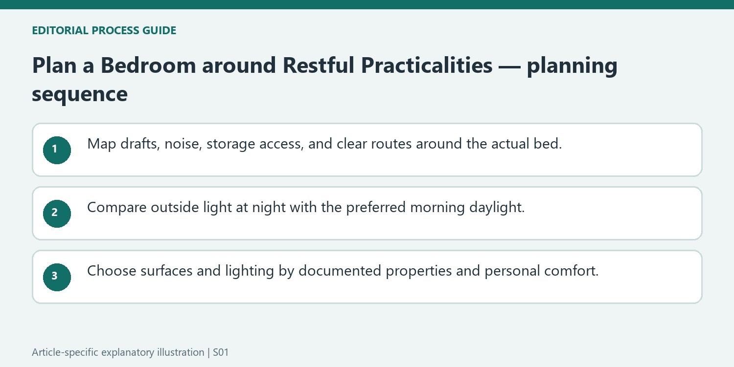 Plan a Bedroom around Restful Practicalities — planning sequence