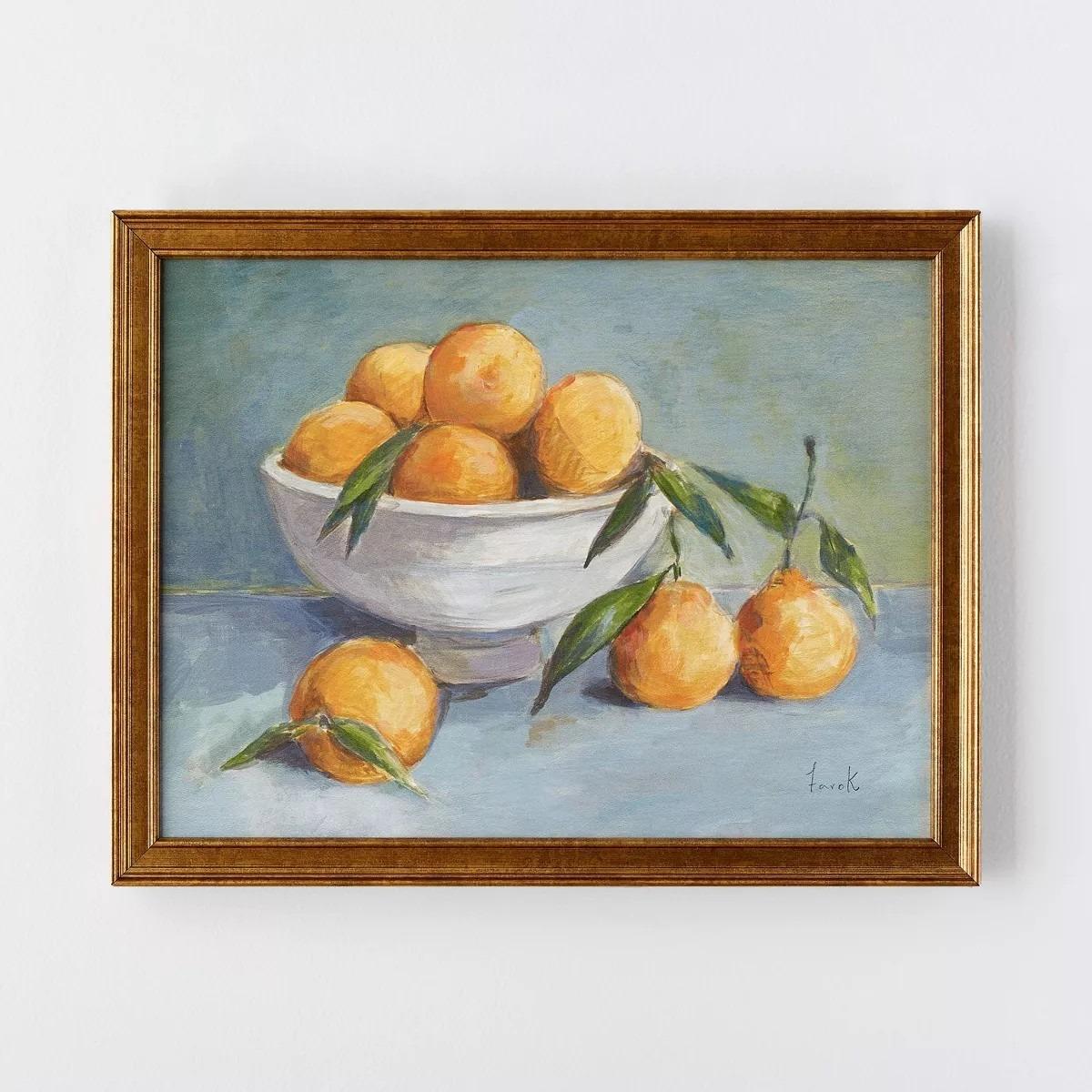 18u0026#34; X 14u0026#34; Citrus Harvest Framed Wall Canvas Antique Gold - Thresholdu0026#8482; Designed With Studio Mcgee