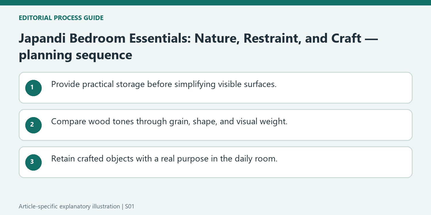 Japandi Bedroom Essentials: Nature, Restraint, and Craft — planning sequence