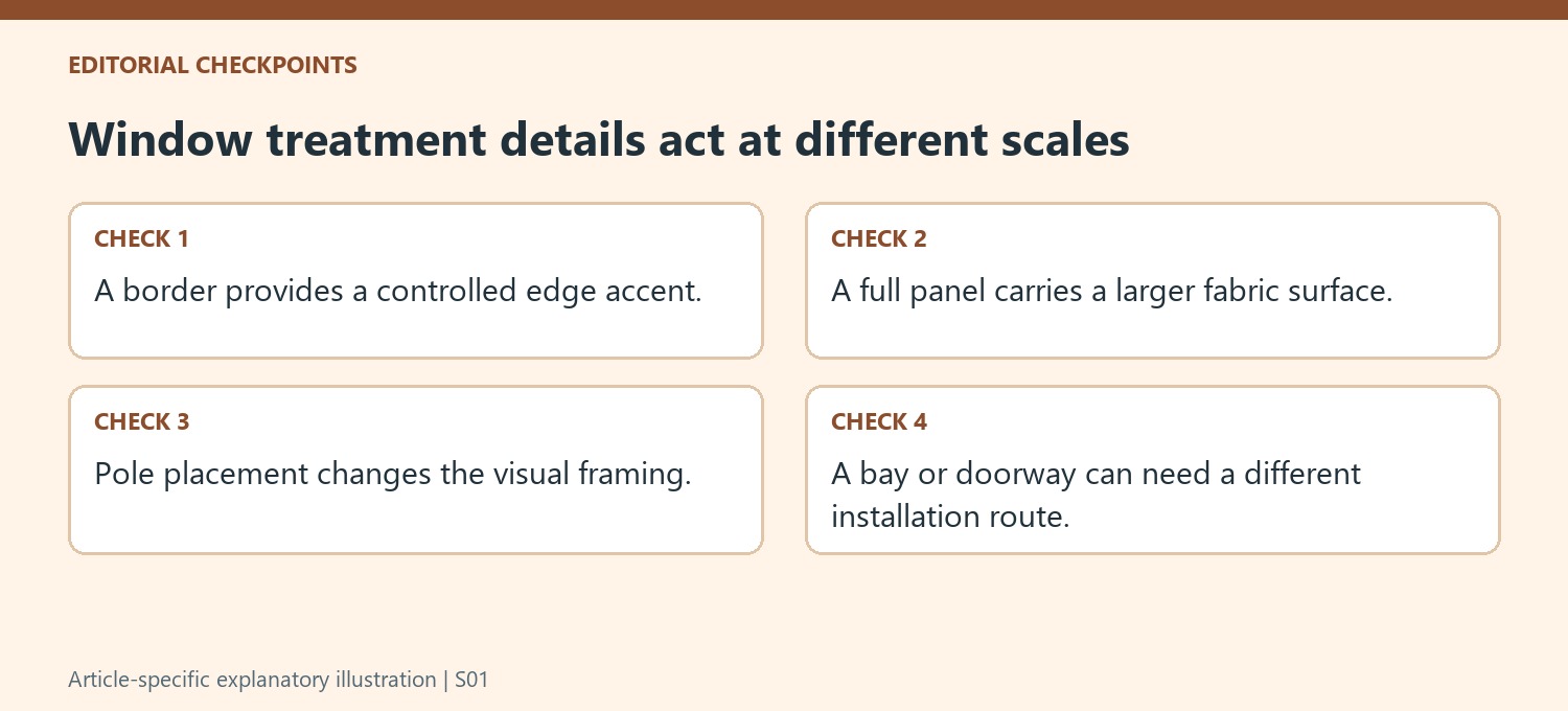 Window treatment details act at different scales